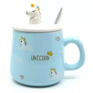 Kubek Unicorn z przykrywką niebieski